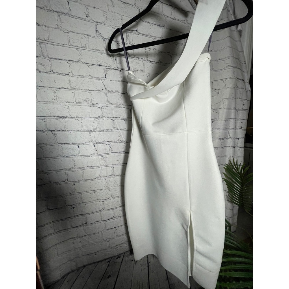 Windsor White One Shoulder Bodycon Cocktail Dress Side Slit Size L - Picture 5 of 5